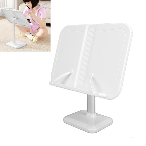Supporto per libri regolabile bianco con clip 12.0x12.0cm