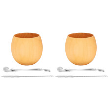 2X Conjunto de Chá de Madeira Erva Mate Cabaça Mate Artesanal Madeira Natural Café Copo de áGua Mate 200Ml (Leve)