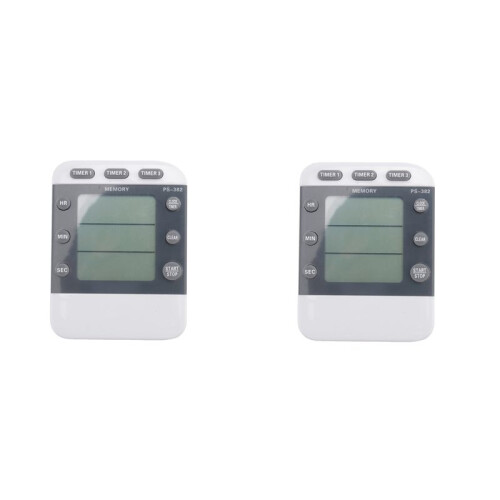 2X Digital Timer 100 Hour Triple Count Down/ Clock Timer Kitchen Cooking Timer with LCD Display Loud Alarm Bracket