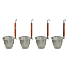 4X Wooden Handle Stainless Steel Kitchen Ware Dumplings Noodles Mesh Strainer 5.3 inch x 4.9 inch