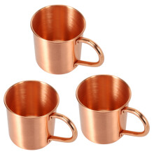 3X Pure Copper Moscow Mule Mug Solid Smooth Without Inside Liner for Cocktail Coffee Beer Milk Water Cup Home Bar