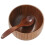 8 Pieces Wooden Handmade Bowl and Spoon for For Rice Miso Serving Home Kitchen Tableware 4