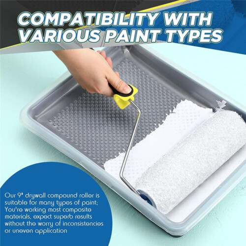 3pcs Drywall Compound Roller Cover with 1pc Paint Roller Frame, Drywall Texture Roller Brush for Putty, Texture Coating 2