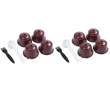 8pcs Plsatic Refillable Coffee Capsule with Spoon Brush 200 Times Reusable Compatible Nescafe
