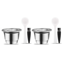 2X Espresso Refillable Capsules Reusable Pod Espresso Coffee Pod Stainless Steel Capsules Compatible