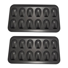 4 Paquetes de Moldes Antiadherentes Madeleine, 12 Moldes para Hornear con CáScaras, Moldes de Chocolate Antiadherentes para Horno Negro