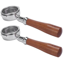 2X 58 mm MáQuina de Café de Acero Inoxidable E61 Sin Base Soporte de Filtro de Café Manejar Sin Fondo Cuchara de Café Manejar de Madera Accesorios