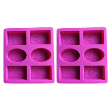 2X Moule À Savon En Silicone pour la Fabrication de Savon 3D 6 Formes Ovale Rectangle Moule