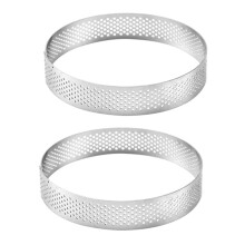 2X Round Stainless Steel Cake Hole Molds Mousse Cake Tart Ring Pizza Dessert DIY Decor Mould Kitchen Baking Tool 20cm