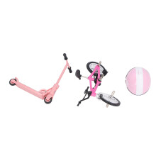 Miniatur-Fahrrad- und Scooter-Set mit Helm - Pink