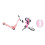 Set di biciclette e scooter in miniatura con casco - Rosa 1
