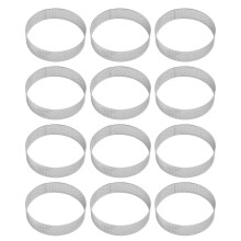 12 Pack Stainless Steel Tart Rings, Heat-Resistant Perforated Cake Mousse Ring,Cake Ring Mold,Round Cake Baking Tools