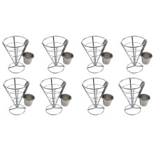 8 Stück Pommes Frites Stand Cone Basket Fry Holder mit Dip Dishe Cone Snack BrathäHnchen Display Rack