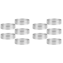 10Pcs Circular Tart Rings with Holes Stainless Steel Fruit Pie Quiches Cake Mousse Mold Kitchen Baking Mould 7cm