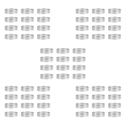 48 Pack Stainless Steel Tart Rings,Perforated Cake Mousse Ring,Cake Ring Mold,Round Cake Baking Tools 6cm