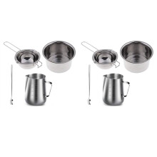 8 Set Nel Acciaio Inox Doppia Caldaia Manico Lungo Cera Melting Pot,Brocca E Cucchiaio da Miscelatore Fabbricazione Sapone Candela,Candela Profumata