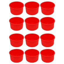 Silicone Cake Molds 4 Inch Round Baking Pan Non-Stick Silicone Baking Mold Bakeware Pan Reusable Red, Set of 12