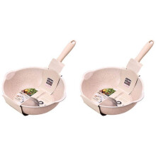 2X Thickened Bottom Stone Frying Pan Multifunction Non-Stick Pans Deep Nougat Pot Mouth Wok Pan 20cm
