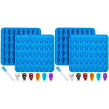 4Pcs Gummy Skull Candy Molds Silicone,Chocolate Gummy Molds with 2 Droppers Nonstick Food Grade Silicone for Candy