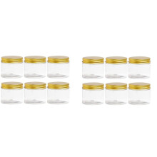 12Pcs Plastic Jar with Lid, Transparent Jar with Lid, Plastic Mason Jar, Cosmetic Storage Container, Slime Storage Jar