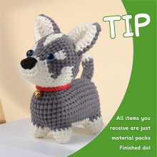 HäKelset DIY Husky HäKelset mit Strickgarnnadeln, PlüSchpuppe, Einfach für AnfäNger, Inklusive Ausreichend Garnhaken