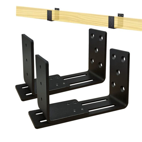 Adjustable Door Barricade Brackets, Heavy Duty Door Security Bracket, Drop Open Bar Holder for Security 1