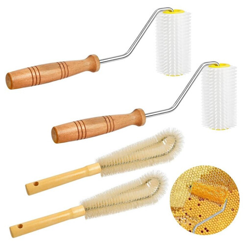 4 Pcs Honey Extractor Uncapping Needle Roller Tool with Wood Handle for Beekeeper, Honey Extractor Spinner 1
