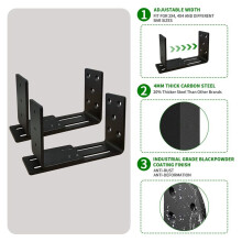 Adjustable Door Barricade Brackets, Heavy Duty Door Security Bracket, Drop Open Bar Holder for Security