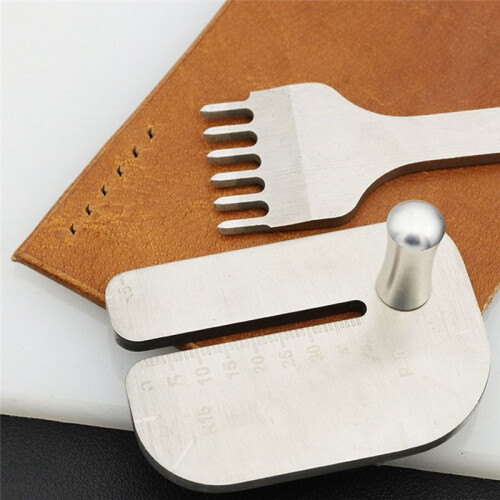 2pcs Stainless Steel Leather Pulling Board Practical Cutting Ruler Tool Leather Cut Pricking Iron Auxiliary Accessories 2