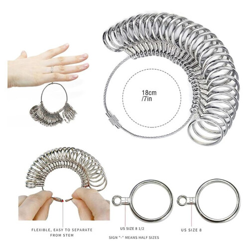 Ring Size Measuring Tool Set, Metal Mandrel Ring Sizer Finger Size Rod Wire Wrap Ring Tool Jewelry Making Kit 2