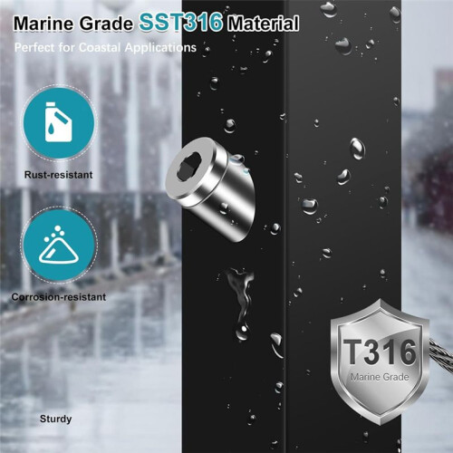 Invisible Cable Railing Kits, T316 Stainless Steel 20Pack Terminal and 20Pack Beveled Angle Washers for Cable Railing