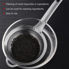 Punch Hole Sieve Fine Mesh Stainless Steel Small Colander Strainer with Handle Metal Sifter Set of 2 for Kitchen