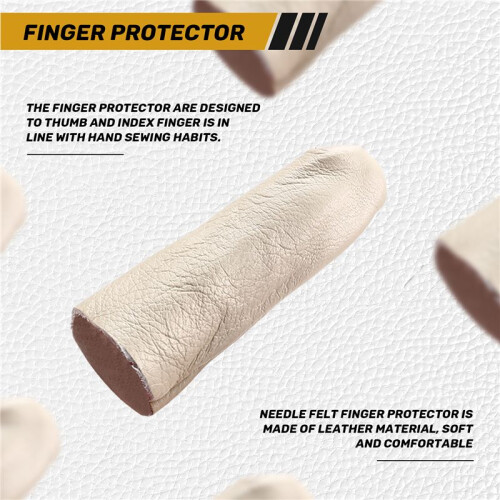 10PCS Leather Finger Protector Finger Thimble Guards Tools for Hand  Jewelry Making,Creamy-White 1