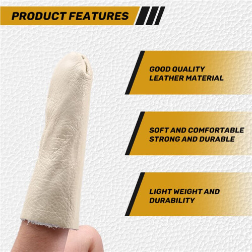10PCS Leather Finger Protector Finger Thimble Guards Tools for Hand  Jewelry Making,Creamy-White 2