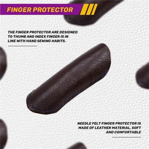 10PCS Leather Finger Protector Finger Thimble Guards Tools for Hand  Jewelry Making,Half Pack Brown 1