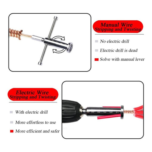 2pc Wire Stripping and Twisting Tools for Drilling,Manual Wire Stripper and Wringer,2-6directions Simultaneous Stripping 2