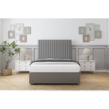 (2'6 Small Single, Pewter) Comfort Denver Dumfries Divan Bed Base No Drawers 26" Strutted Headboard