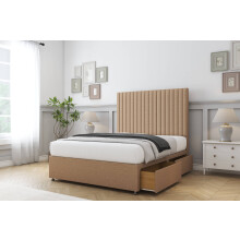 (6' Super King, Latte) Comfort Denver Dumfries Divan Bed Base 4 Drawers 26" Strutted Headboard