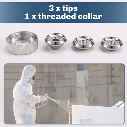 Texture Sprayer Orifice Tip Set,3 Nozzle Tips,Threaded Collar for Wal-Board Drywall Texture-Pro 200 Hopper Machine 1