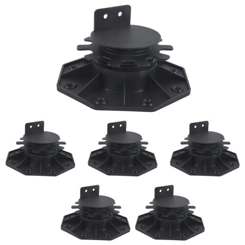 6 Pcs Joist Support Pedestals, Adjustable Decking & Flooring Support Pedestal for Deck, Timber Base