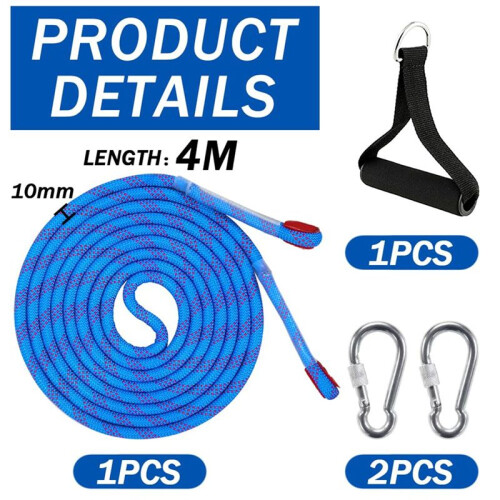 Sledge Rope with Carabiner, Thick Sledge Rope Diameter 10 mm, 4 m Sledge Lead with Handle,for Sledges, Sledge Pull Rope 2