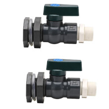 PVC Faucet Kit 3/4 Inch Rain Valve with Bulkhead Connector Hose Adapter Anti-Crack Anti-Rust Anti-Corrosion DN20