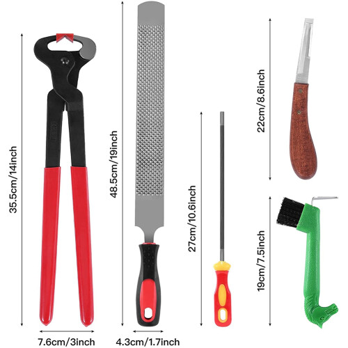 Kits de Ferramentas de Ferrador Profissional de 5 PeçAs com PinçA de Casco de 14 Polegadas, Ferramentas de Cuidado de Casco para Cavalos, Gado, 2