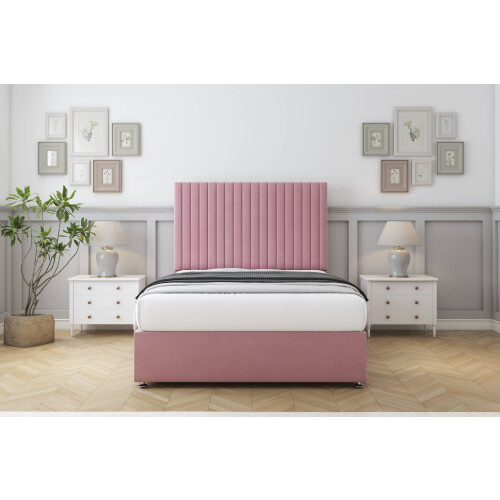 Comfort (4' Small Double, Pink) Comfort Denver Plush Divan Bed Base 2 Drawers Same Side 54" Floor Standing Headboard 2