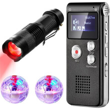 Kit D'Équipement 4 Pièces: 1 Lampe Torche à Vision Nocturne, 1 Enregistreur Vocal, 2 Balles Lumineuses à LED pour Chat, Équipement Paranormal.