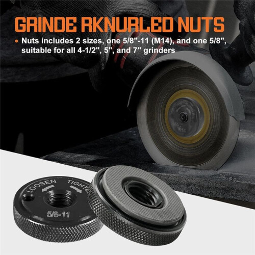 2 Porcas para Rebarbadora Angular de 4,5 Polegadas e 5 Polegadas, Sem Necessidade de Chave, Porcas de Flange Autotravantes de 5/8-11 e 5/8 Polegadas