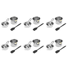 6X Double Boiler Pot Set Stainless Steel Melting Pot with Silicone Spatula for Melting Chocolate,Soap,Wax,Candle Making