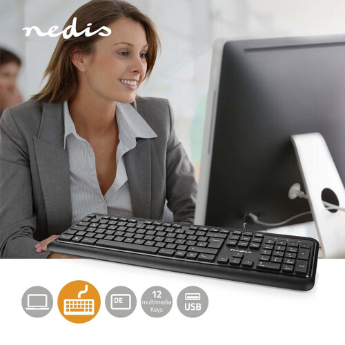 Kabelová klávesnice | USB-A | Multimédia | QWERTZ | DE Layout | Numerická klávesnice 1