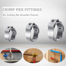 60PCS 1 Inch PEX Clamps, Stainless Steel Single Ear Hose Clamps for PEX Pipe Fitting Connections