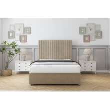 (4'6 Double, Almond) Comfort Denver Coniston Divan Bed Base No Drawers 54" Floor Standing Headboard